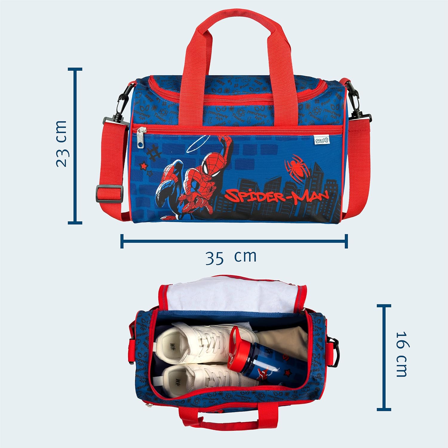 Scooli Unisex Kid's Spider-Man Sports Bag Gym, Blue/red, One Size