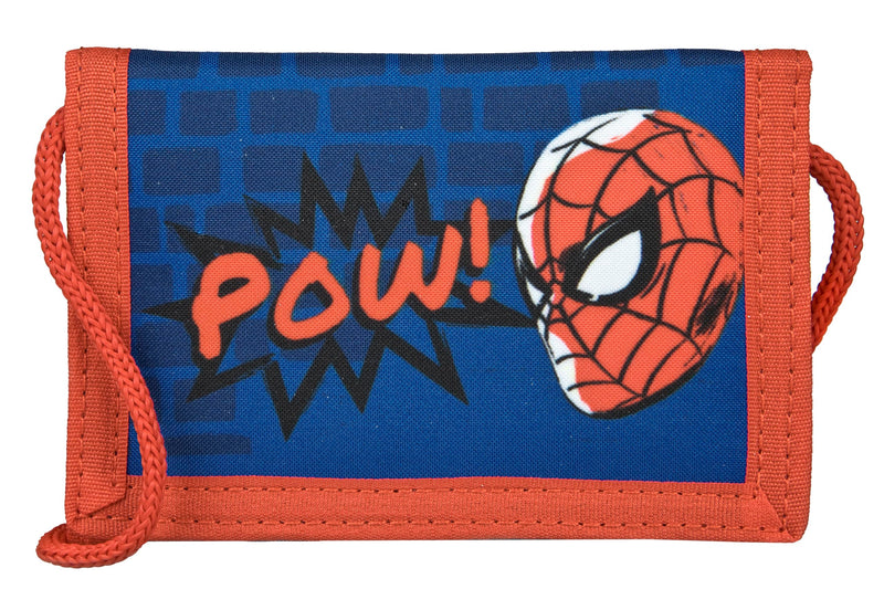 Undercover Spider-Man Wallet and Neck Pouch with Velcro Closure and Zip, Wallet Cord Strap, Note Compartment and Coin Compartment for Boys and Girls, blue, Klassisch, Classic
