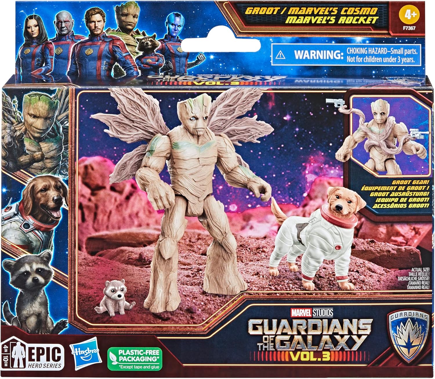 Marvel Guardians of the Galaxy Vol. 3 Action Figures, Groot, Baby Rocket Cosmo Action Figures