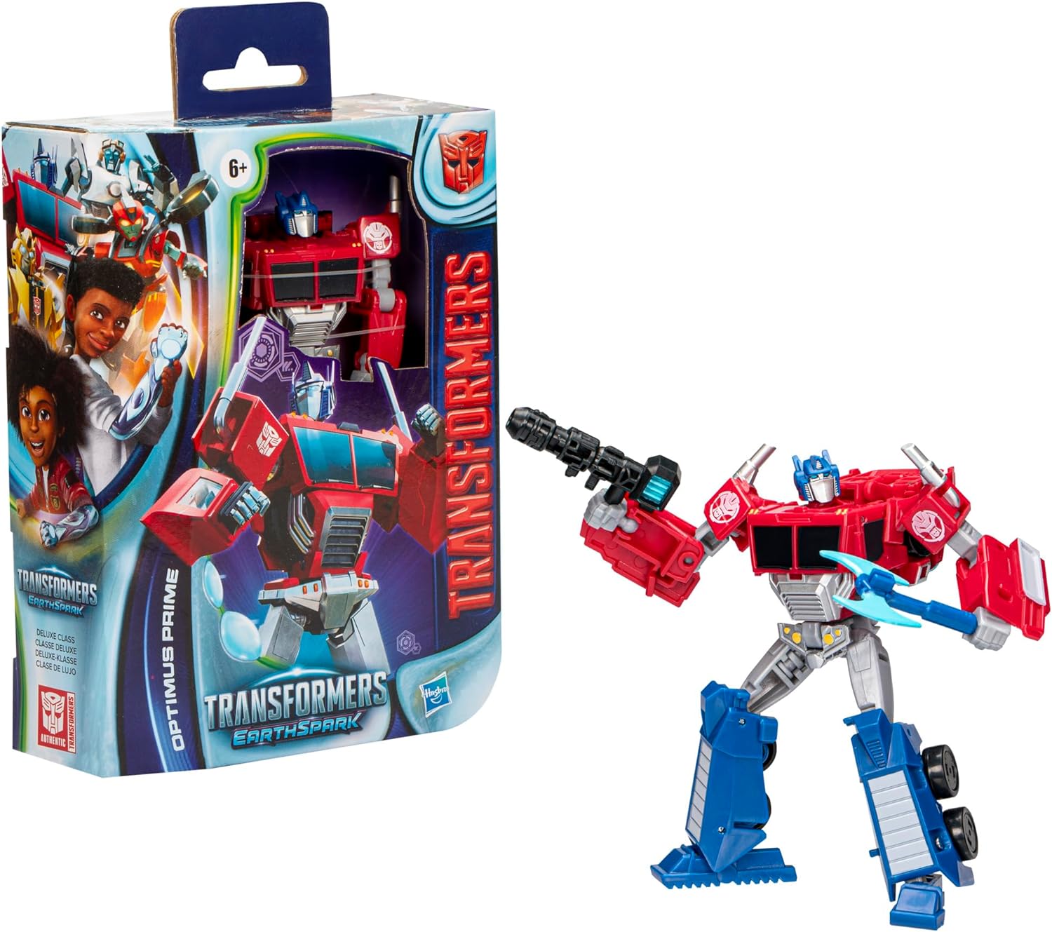 Transformers Juguetes EarthSpark - Figura de Optimus Prime Deluxe Class - Juguetes Robot de 12,5 cm - A Partir de 6 años
