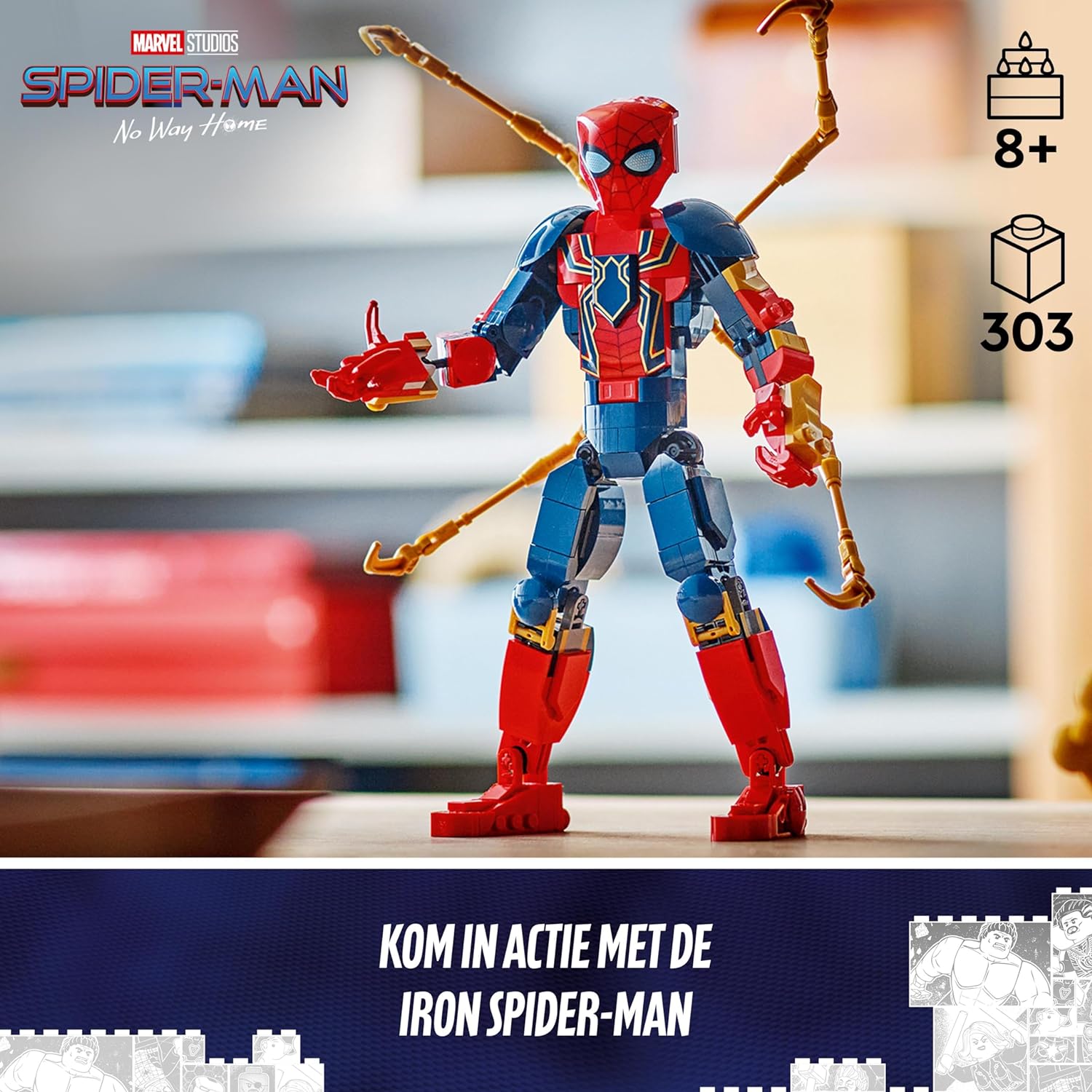 LEGO Marvel Iron Spider-Man Construction Figure, Super-Hero Action Toy for 8 Plus Year Old Kids, Boys & Girls who Love Role-Play Toys, with Armour, Buildable Model, Avengers Gift Idea 76298