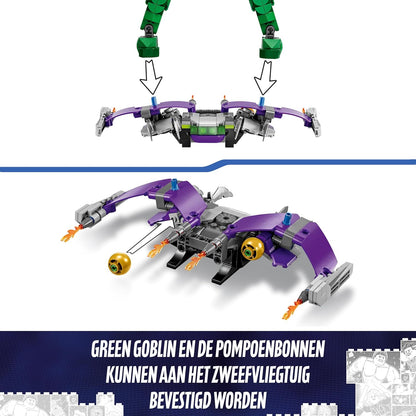 LEGO Marvel Green Goblin Construction Figure, Posable Super Villain Building Toy for 8 Plus Year Old Kids, Boys & Girls, with Glider and Pumpkin Bombs, Super-Hero Gift Idea 76284