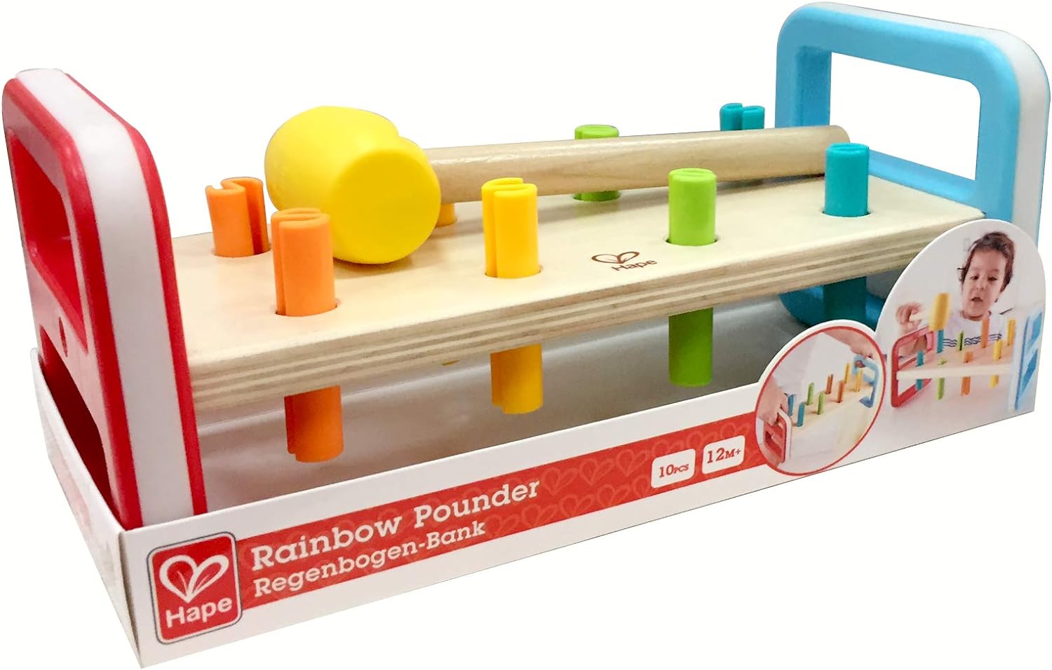 Hape E0506 Rainbow Pounder - Colourful Wooden Toy for Toddlers