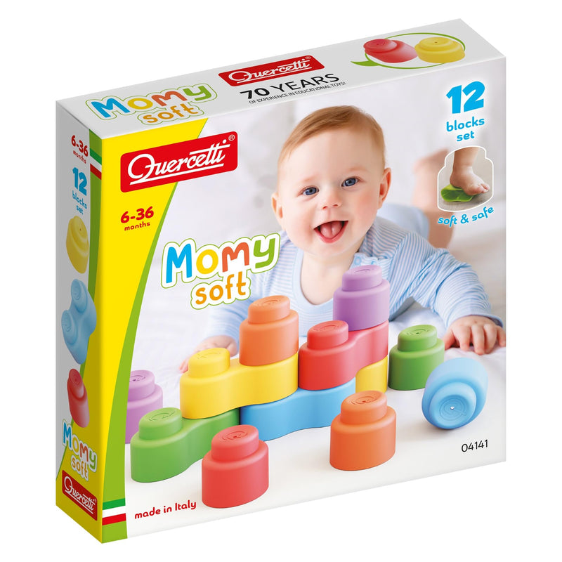 Quercetti Quercetti-4141 MOMY Soft, Konstruktionsspielzeug aus weichem Kunststoff, für die frühere Kindheit, 12 Teile, Mehrfarbig