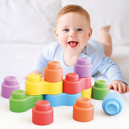 Quercetti Quercetti-4141 MOMY Soft, Konstruktionsspielzeug aus weichem Kunststoff, für die frühere Kindheit, 12 Teile, Mehrfarbig