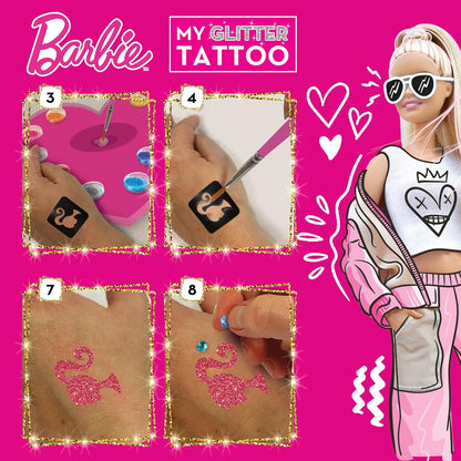 Lisciani - Barbie - Meine Wissenschaftlichen Tattoos - Ephedra Tattoos - Kreatives Spiel - Aufkleber, Pulver, Ahesive Edelsteine - Für Mädchen ab 5 Jahren