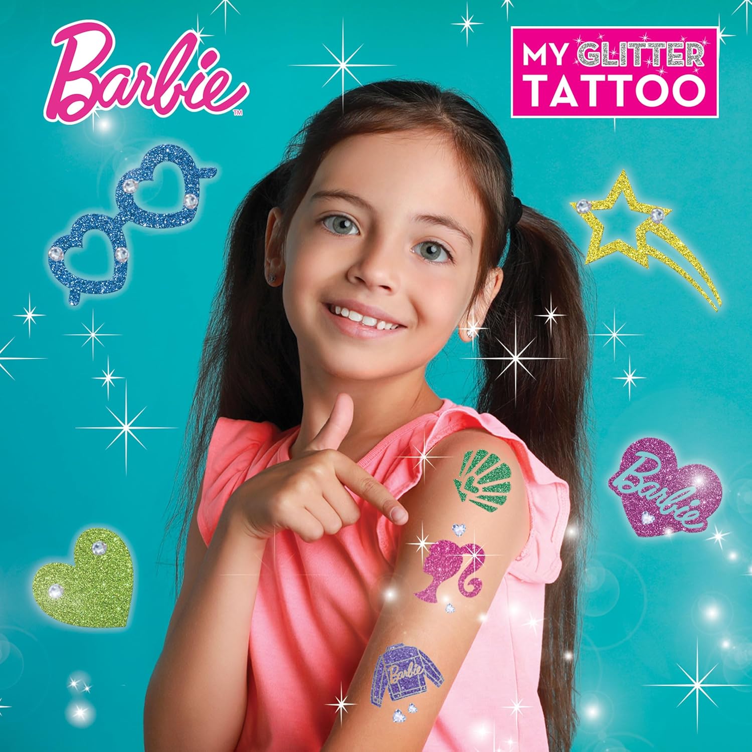 Lisciani - Barbie - Meine Wissenschaftlichen Tattoos - Ephedra Tattoos - Kreatives Spiel - Aufkleber, Pulver, Ahesive Edelsteine - Für Mädchen ab 5 Jahren