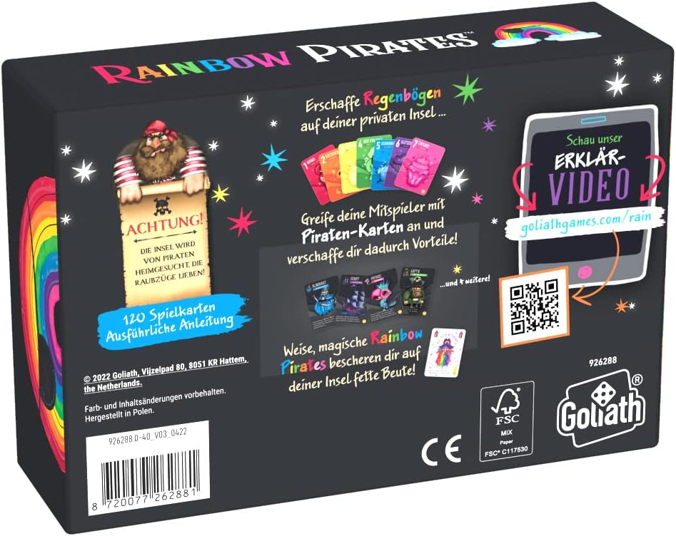 Goliath Rainbow Pirates, Juegos de Cartas a Partir de 7 años, Juegos de Mesa para 2 a 5 Jugadores