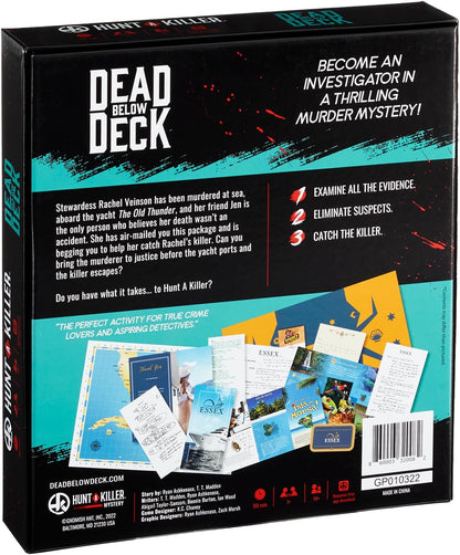 MOOSE GAMES Hunt A Killer Mystery DEAD BELOW DECK An Immersive Murder Mystery Game Use the realistic evidence and documents to catch the killer 1 to 5 players age 14+