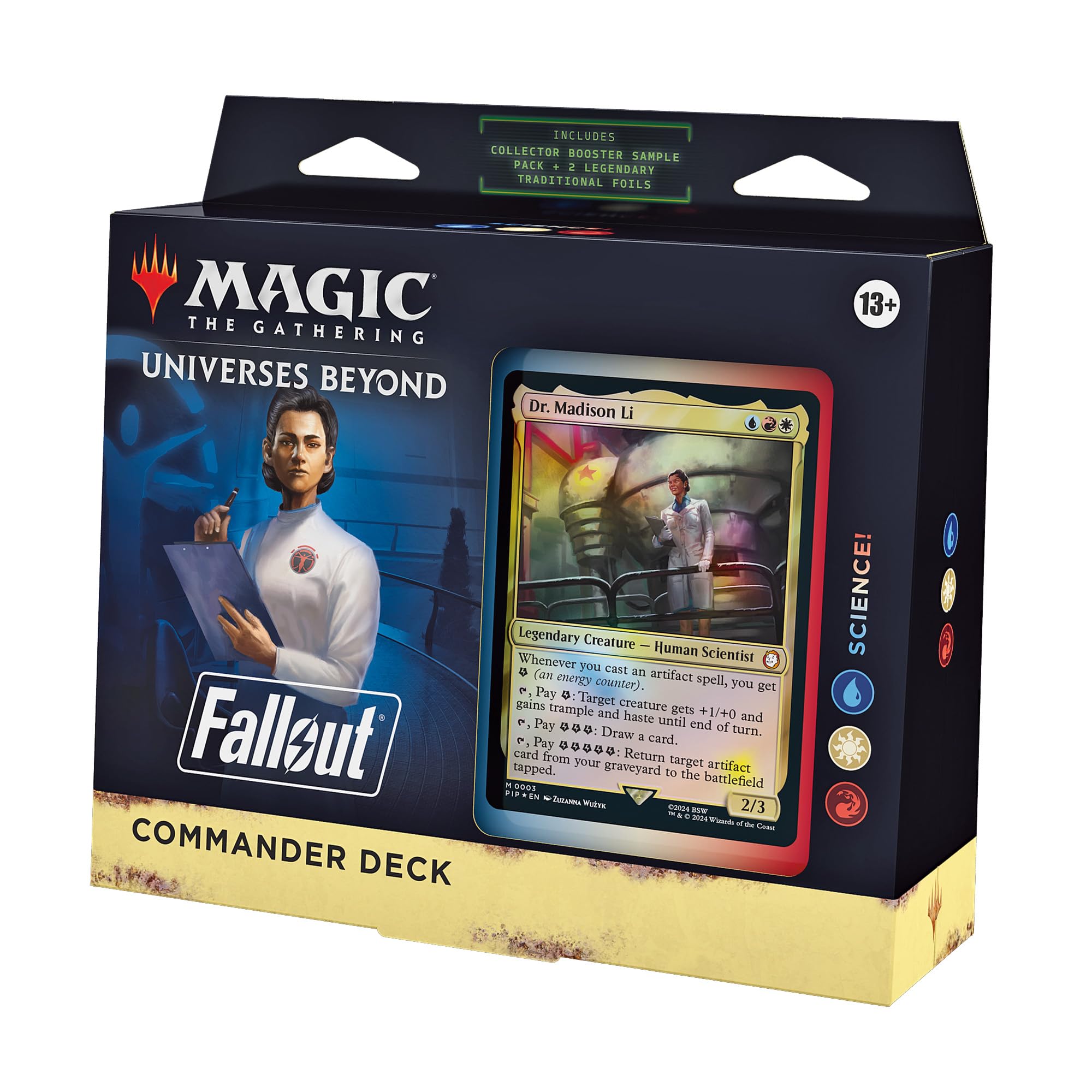 Magic: The Gathering Fallout Commander Deck - Science! (100-Card Deck, 2-Card Collector Booster Sample Pack + Accessories