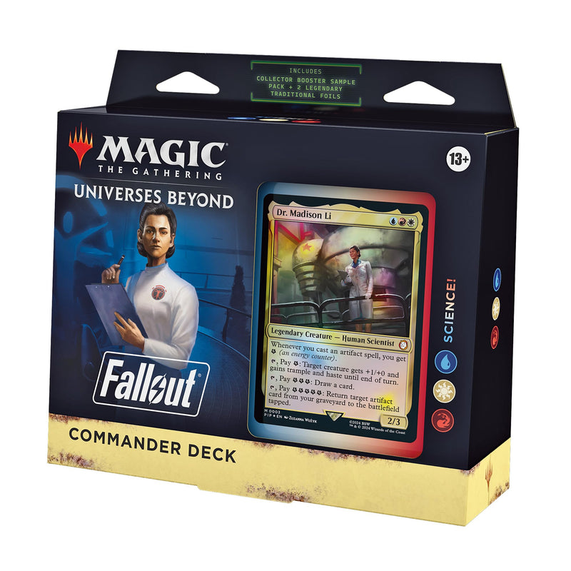 Magic: The Gathering Fallout Commander Deck - Science! (100-Card Deck, 2-Card Collector Booster Sample Pack + Accessories