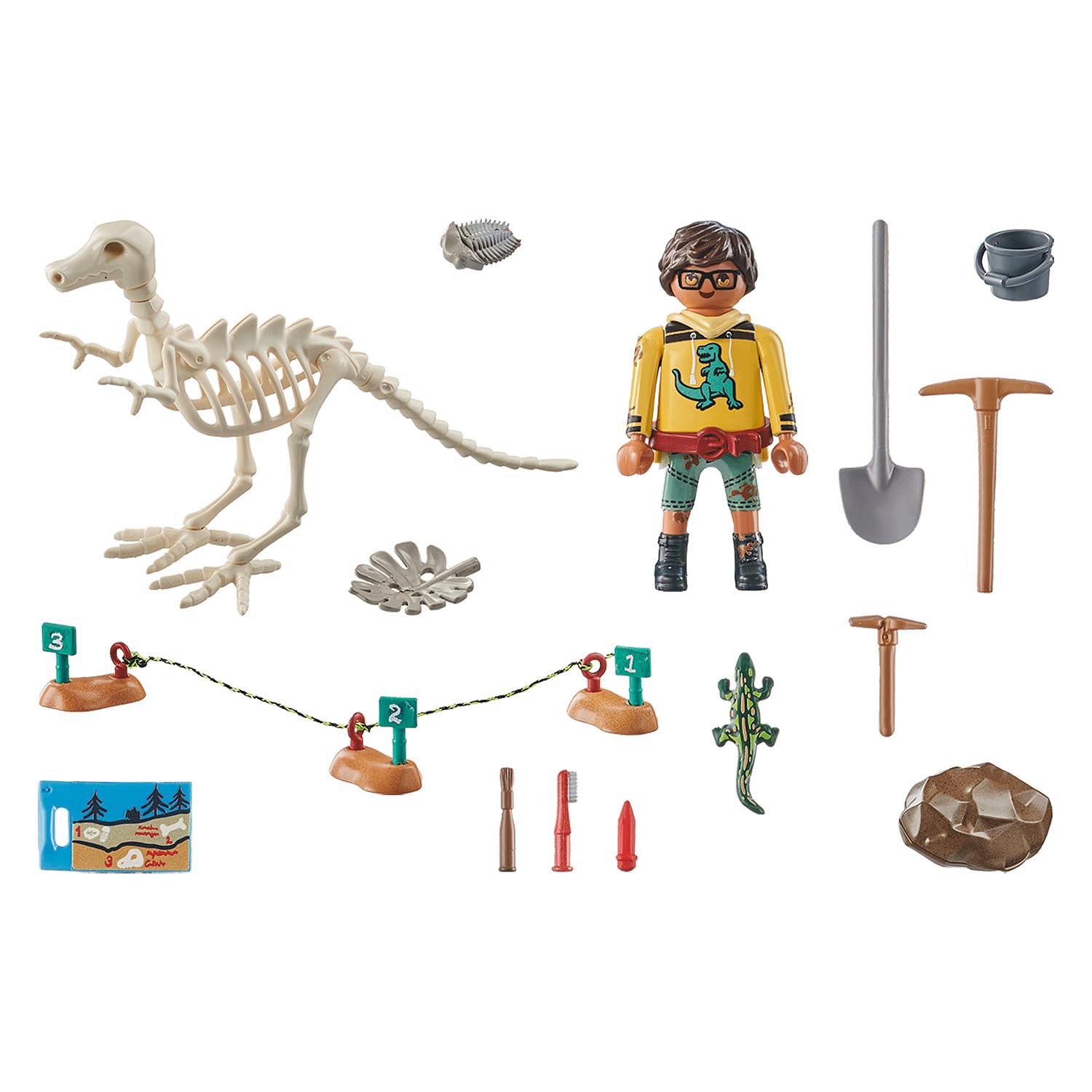 Playmobil 71527 Dinos: Archaeological Dig with Dino Skeleton, thrilling dinosaur sets, jurassic, dino toys, fun imaginative role-play, playset suitable for children ages 5+