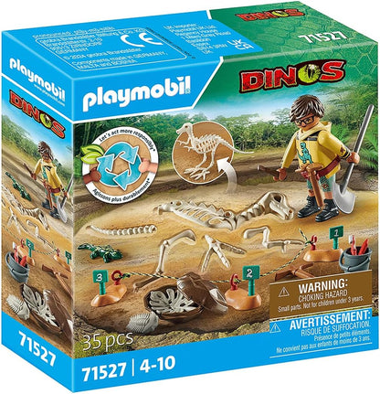 Playmobil 71527 Dinos: Archaeological Dig with Dino Skeleton, thrilling dinosaur sets, jurassic, dino toys, fun imaginative role-play, playset suitable for children ages 5+