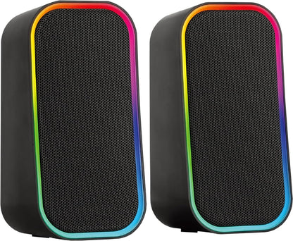Speedlink Token Gaming PC Speaker Bluetooth - RGB gaming speaker with cable 3.5mm AUX jack or Bluetooth connection, 6 lighting modes, 12W, black