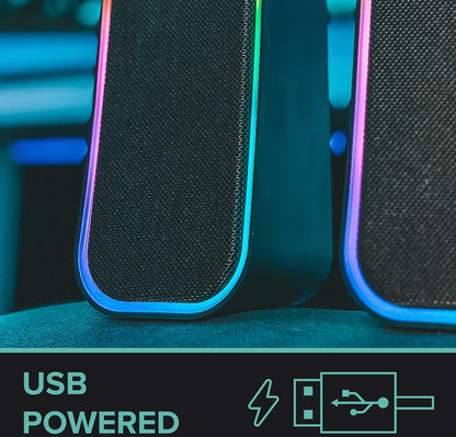 Speedlink Token Gaming PC Speaker Bluetooth - RGB gaming speaker with cable 3.5mm AUX jack or Bluetooth connection, 6 lighting modes, 12W, black