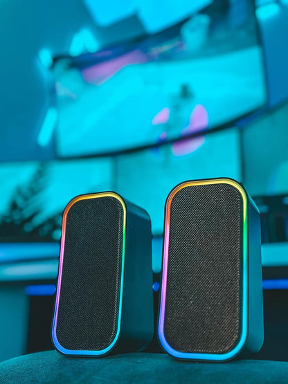 Speedlink Token Gaming PC Speaker Bluetooth - RGB gaming speaker with cable 3.5mm AUX jack or Bluetooth connection, 6 lighting modes, 12W, black