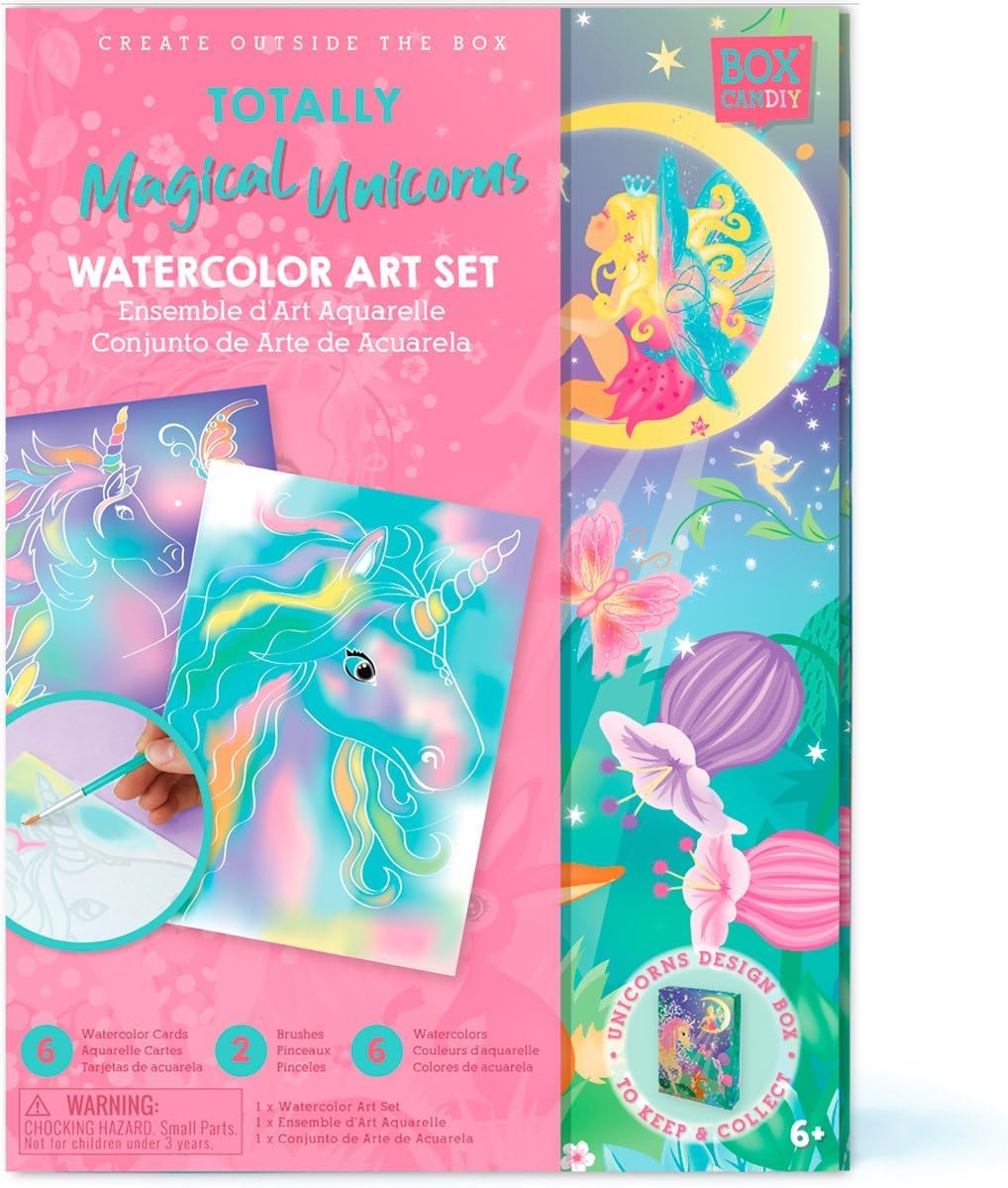 BC1931 Watercolour Painting Craft Set Art Boards in Unicorn Keepsake Gift Box to Collect. 6 Years + Gift Box