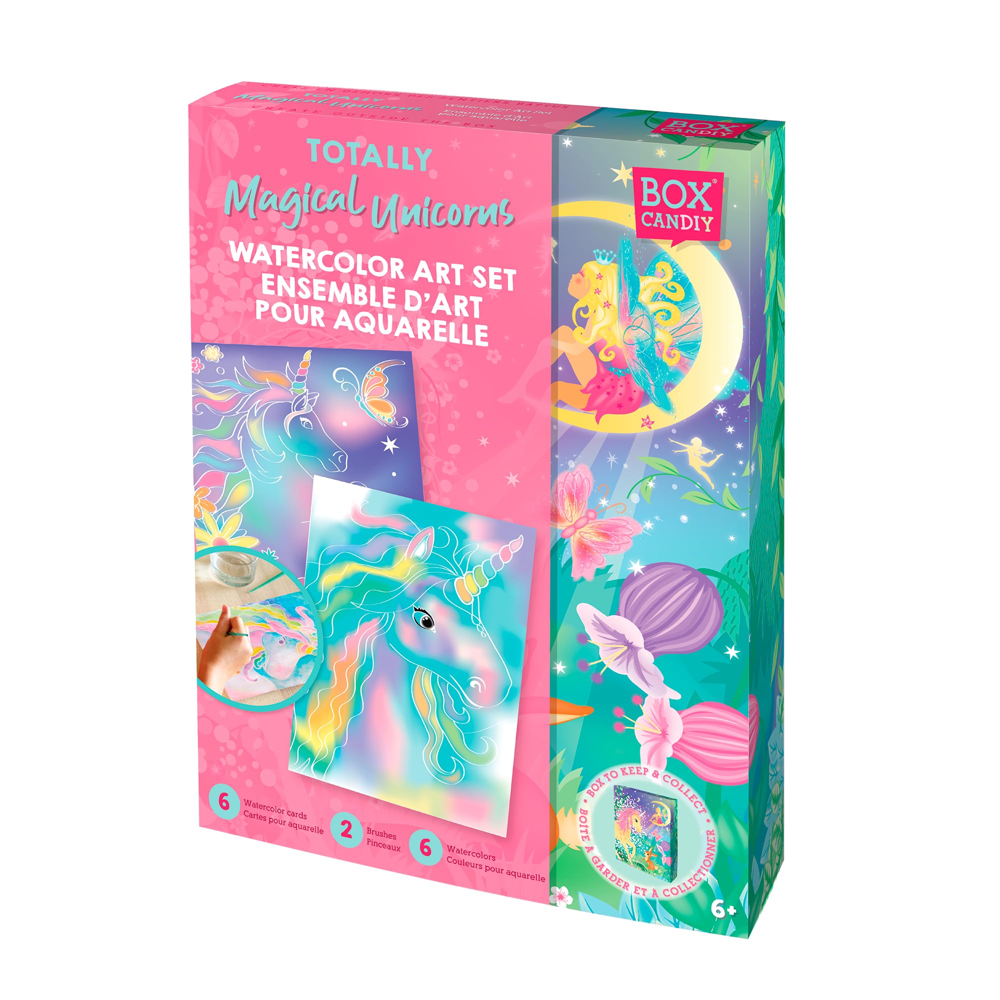 BC1931 Watercolour Painting Craft Set Art Boards in Unicorn Keepsake Gift Box to Collect. 6 Years + Gift Box