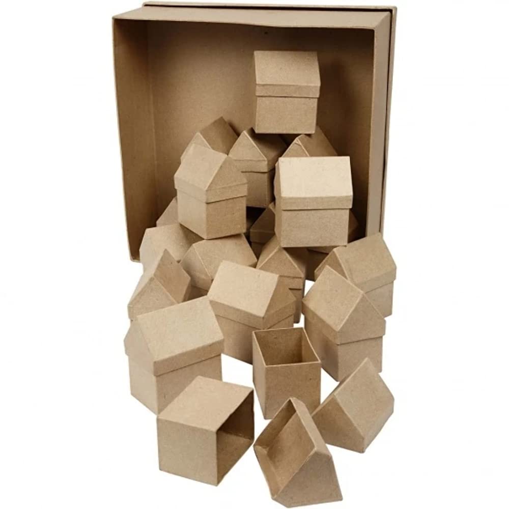 Creativ Papier Mâché Houses 40 Pieces, Paper, Brown, 37 x 12 x 37 cm