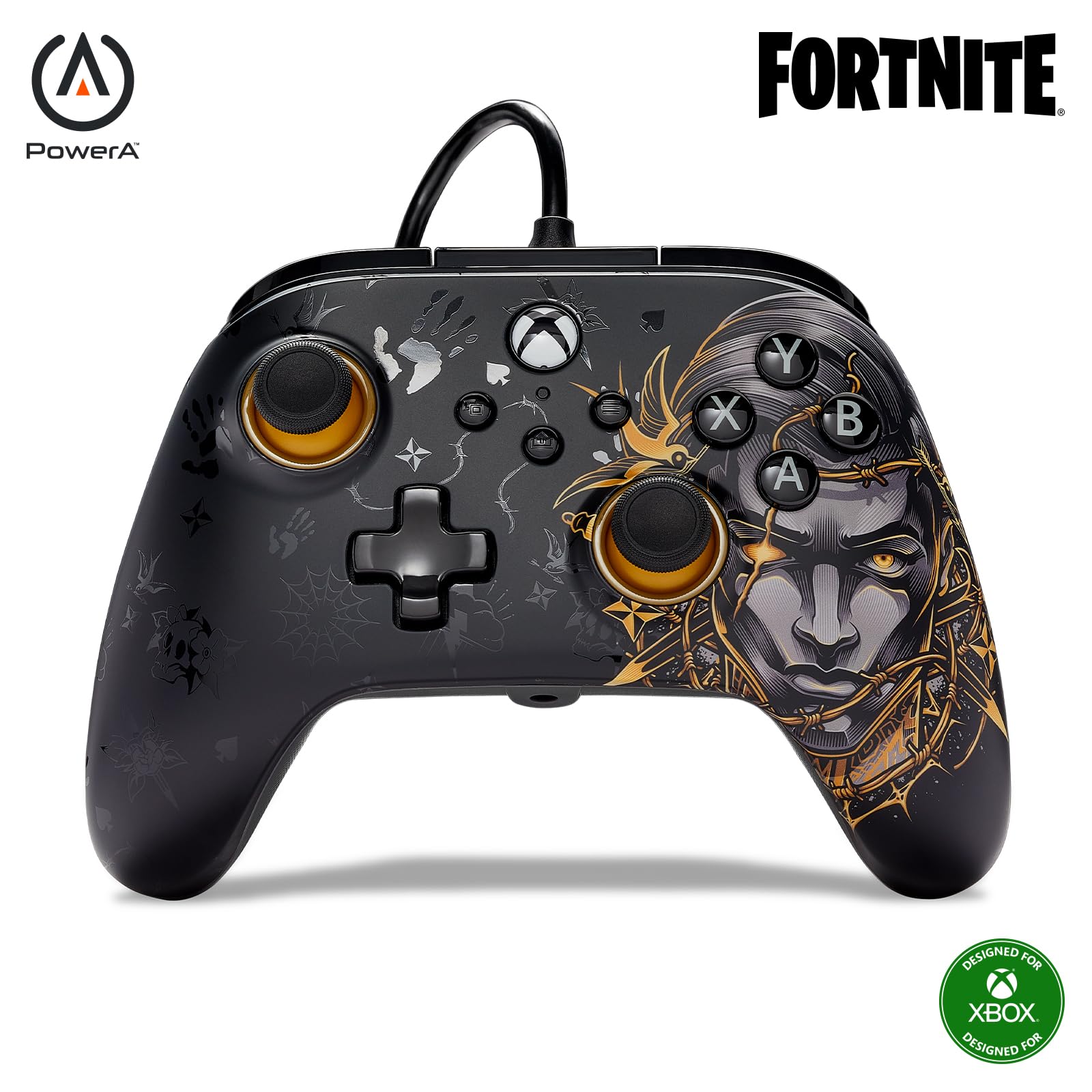 PowerA Advantage Wired Controller for Xbox Series X|S - Fortnite, Midas, Gamepad, Wired Video Game Controller, Gaming Controller, USB-C, works with Xbox One and Windows 10/11, Officially Licensed
