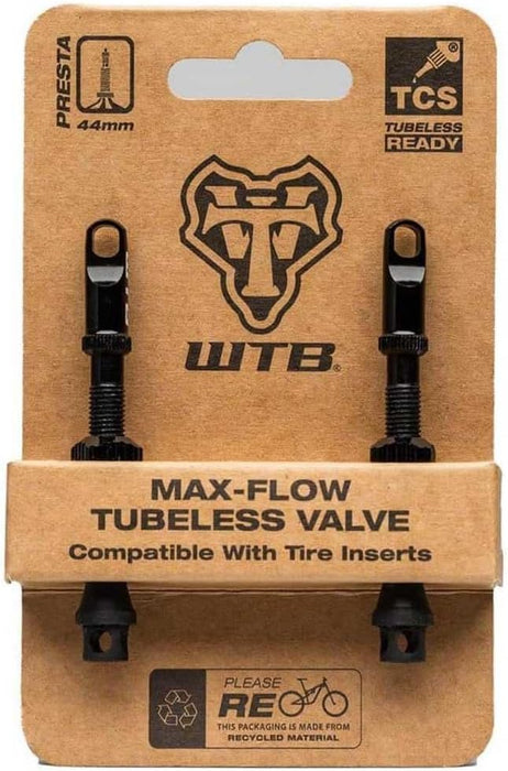 WTB TCS Max-Flow schlauchlose Ventile, 44 mm, Schwarz, Paar