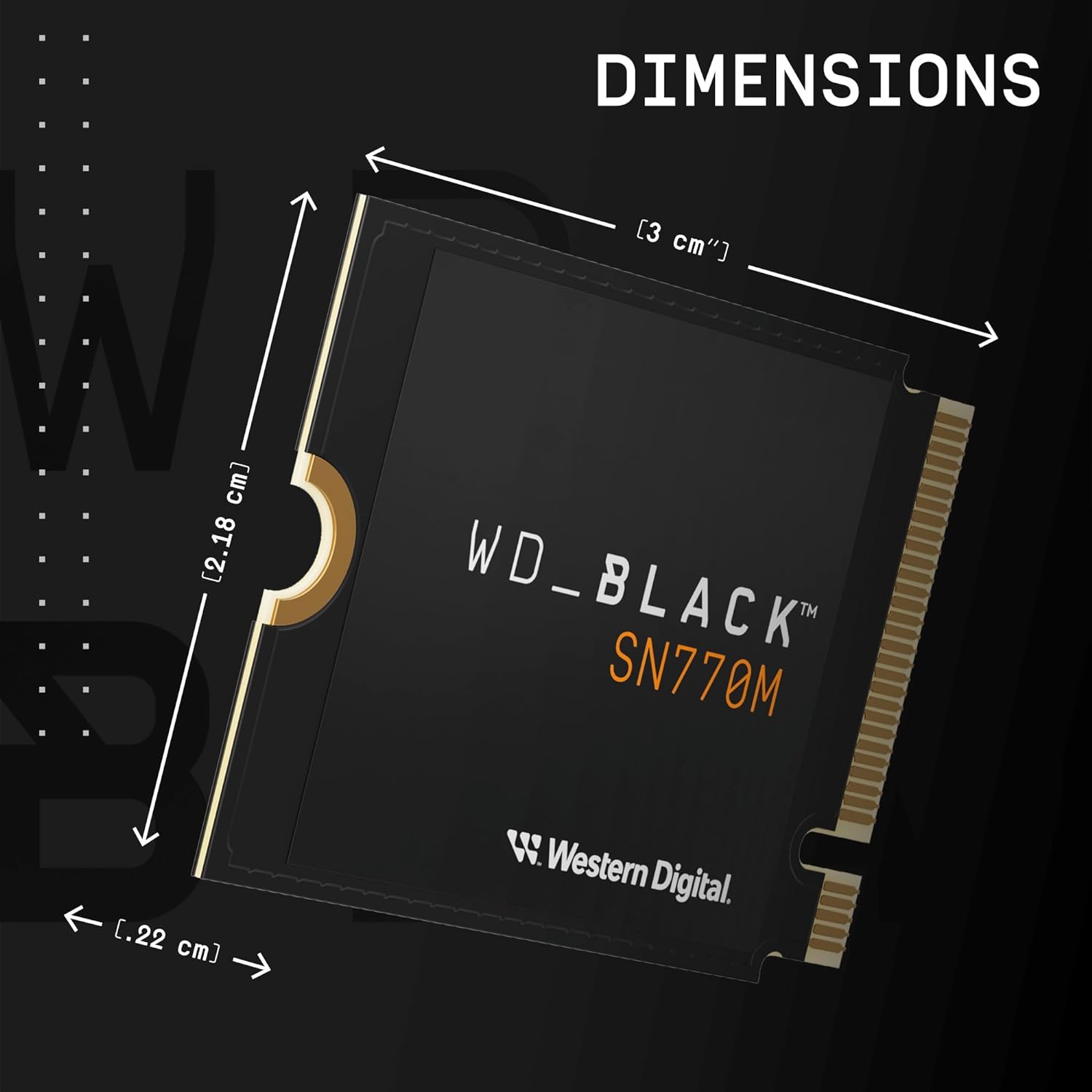 WD_BLACK SN770M 500GB M.2 2230 NVMe SSD, para dispositivos de juego portátiles y ordenadores portátiles compatibles. Con PCIe Gen 4.0, hasta 5150MB/s, para Asus ROG Ally, Steam Deck, Microsoft Surface