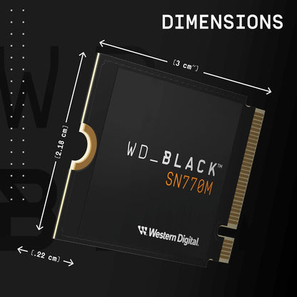 WD_BLACK SN770M 500GB M.2 2230 NVMe SSD, para dispositivos de juego portátiles y ordenadores portátiles compatibles. Con PCIe Gen 4.0, hasta 5150MB/s, para Asus ROG Ally, Steam Deck, Microsoft Surface
