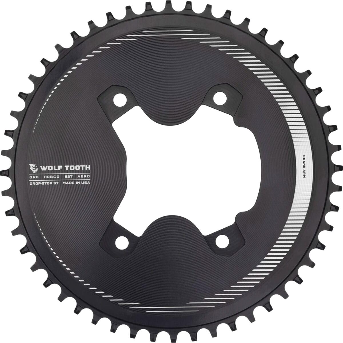 Wolf Tooth 110 BCD Asymmetrisches 4-Bolzen Kettenblatt für GRX Kurbeln Drop-Stop ST