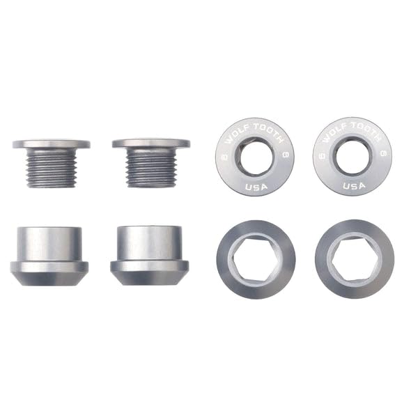 Wolf Tooth Components Lot de 4 boulons de plateau + écrous pour transmission à anneau unique (1 x