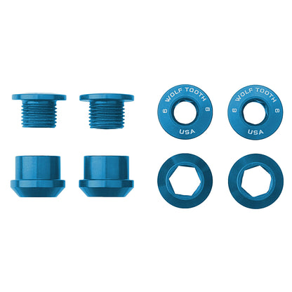 Wolf Tooth Components Lot de 4 boulons de plateau + écrous pour transmission à anneau unique (1 x