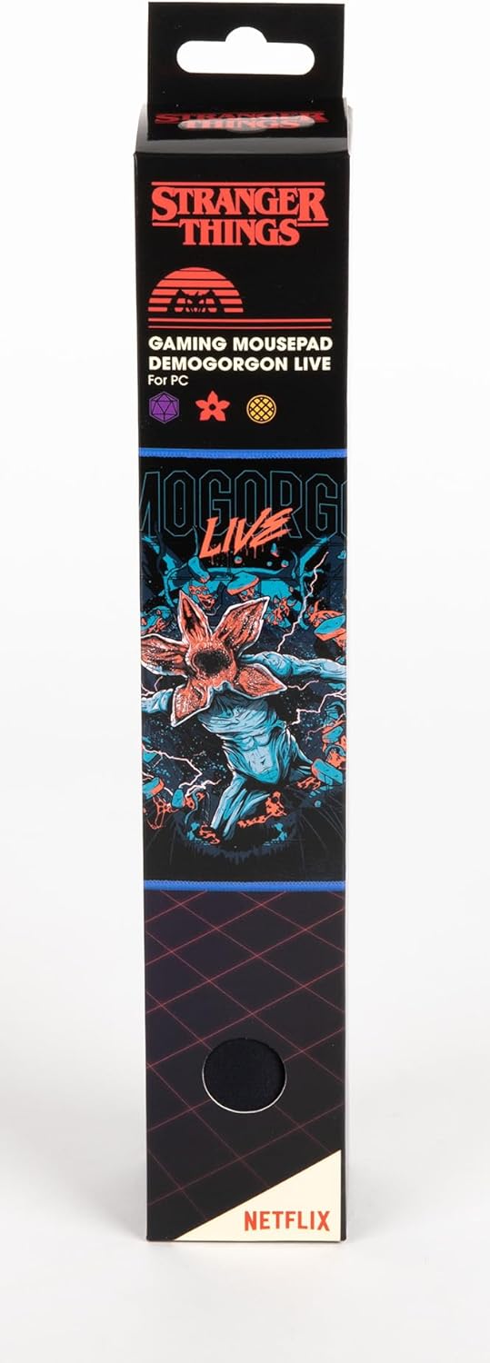 Konix Stranger Things Gaming-Mauspad 32 x 27 cm - rutschfeste Mikrofaser-Oberfläche - Gummi - Demogorgon Live-Motiv M - Demogorgon Live