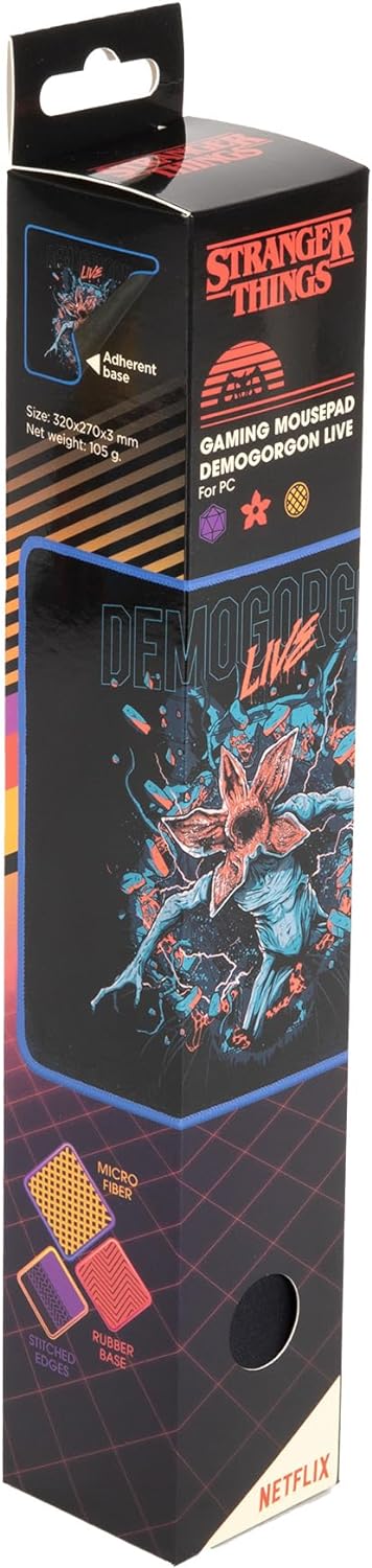 Konix Stranger Things Gaming-Mauspad 32 x 27 cm - rutschfeste Mikrofaser-Oberfläche - Gummi - Demogorgon Live-Motiv M - Demogorgon Live