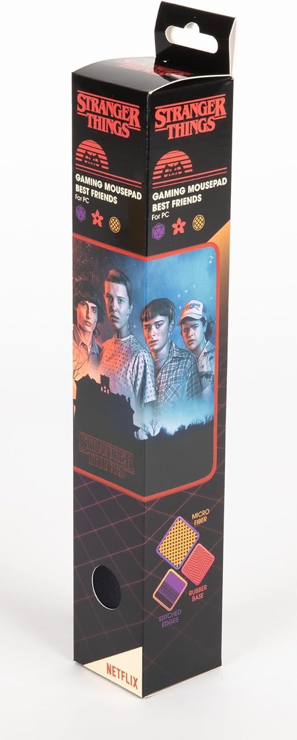 Konix Stranger Things Gaming-Mauspad 32 x 27 cm - rutschfeste Mikrofaser-Oberfläche - Gummi - Best Friends-Motiv M - Beste Freunde