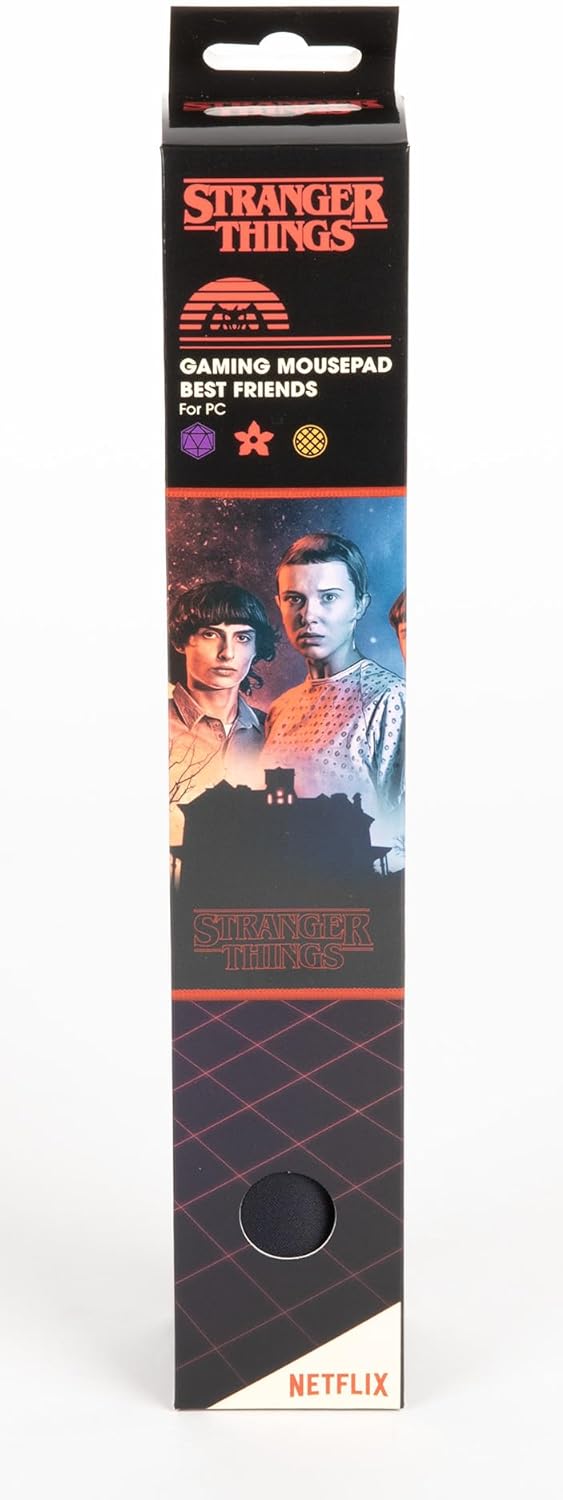 Konix Stranger Things Gaming-Mauspad 32 x 27 cm - rutschfeste Mikrofaser-Oberfläche - Gummi - Best Friends-Motiv M - Beste Freunde