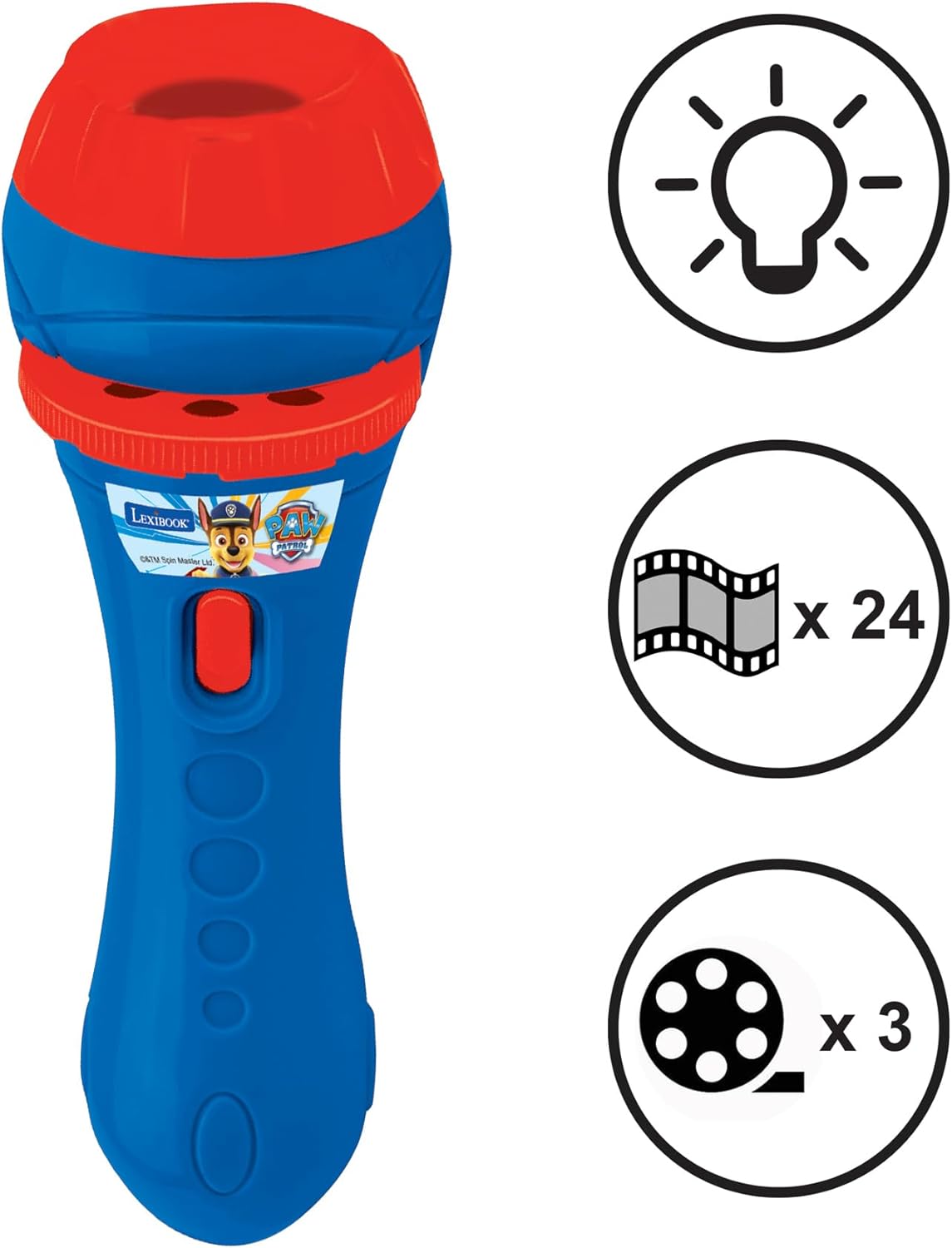 Lexibook LTC050PA, Paw Patrol helper on four paws flashlight and projector with 3 lenses, 24 pictures, create your own stories,White,Medium