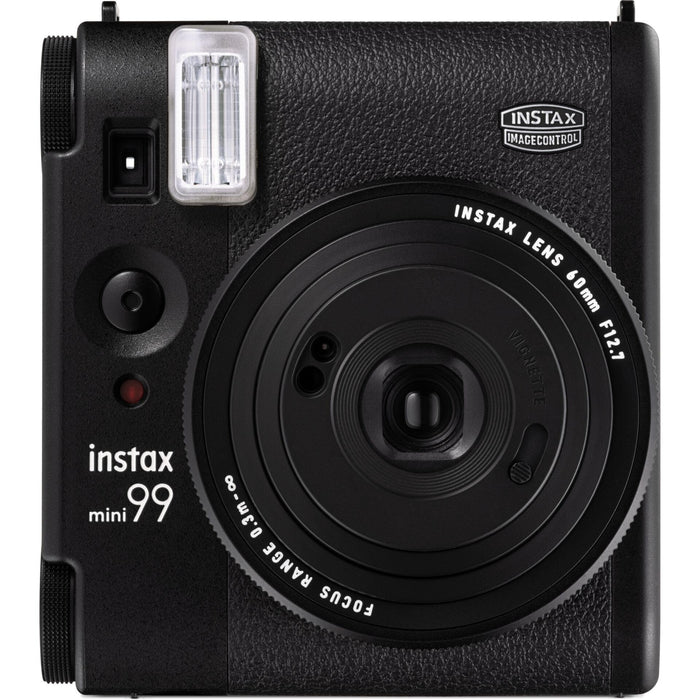 instax mini 99 instant film camera with Colour effect and brightness control, Landscape/Normal/Macro modes, and a manual Vignette switch, uses instax mini film Sold Separately