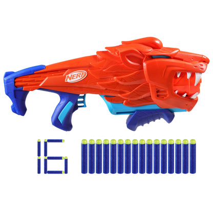 Nerf Junior Wild Lionfury, Easy Play Dart Blaster, 16 Nerf Elite Darts, Nerf Blaster Lion Toys, Outdoor Toys