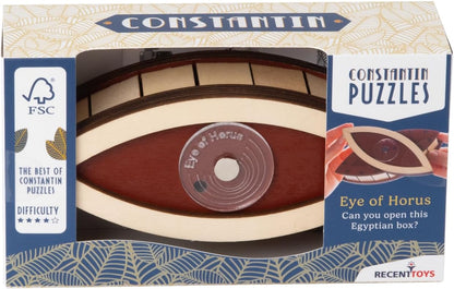 Recent Toys Constantin Eye of Horus Puzzle Box, Wooden 3D Puzzle Box Brain Teaser, for Teens and Adults.