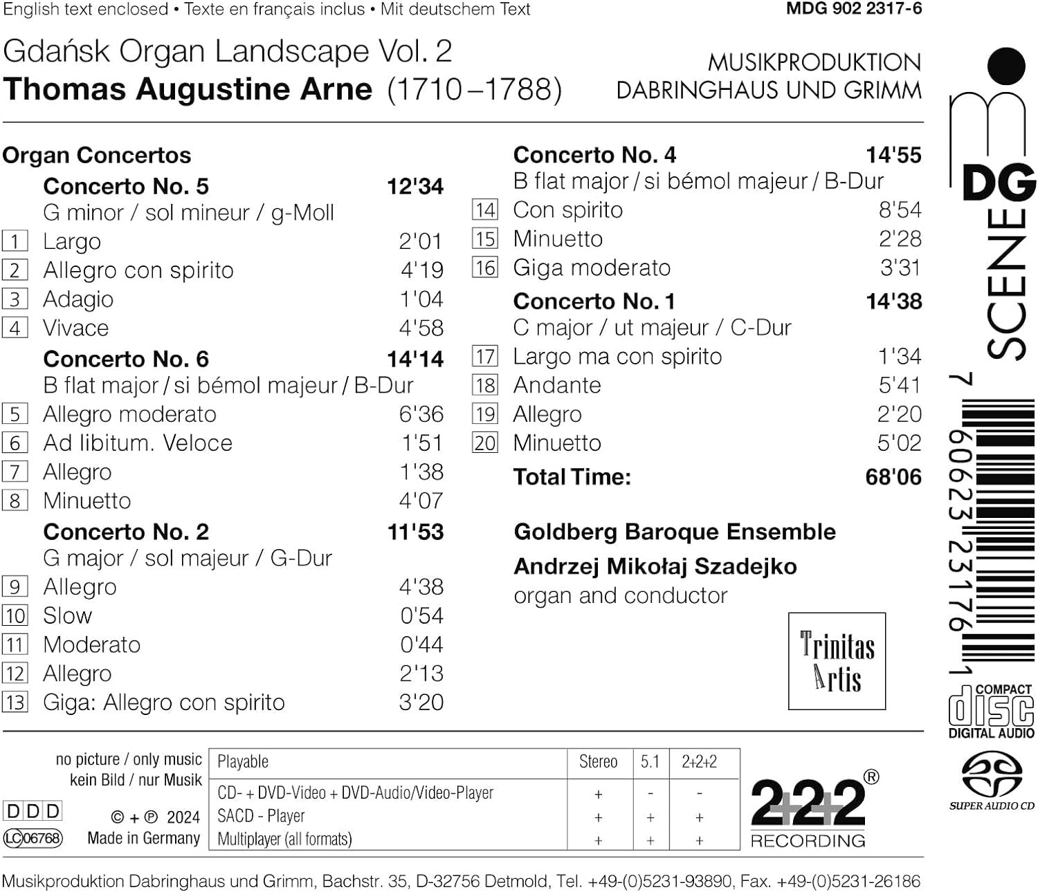 Thomas Augustine Arne: Organ Concertos (1751)
