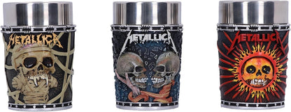 Nemesis Now Metallica Pushead Art Shot Glass Set of 3, Resin, Officially Licensed Metallica Merch, Removable Stainless Steel Inserts, Premium Gift Box, Cast in The Finest Resin, Expertly Hand-Painted