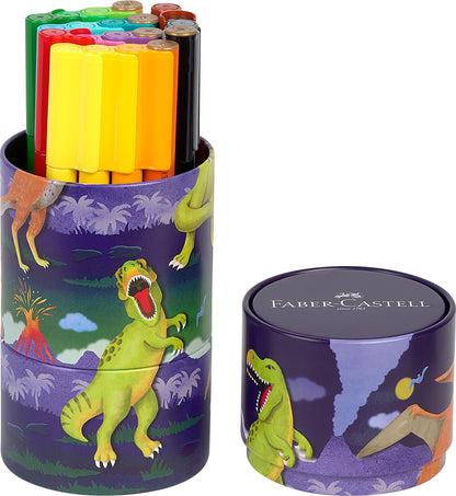 Faber-Castell 155546 - Caja Métalica con Juego de 20 Rotuladores Connector Dino