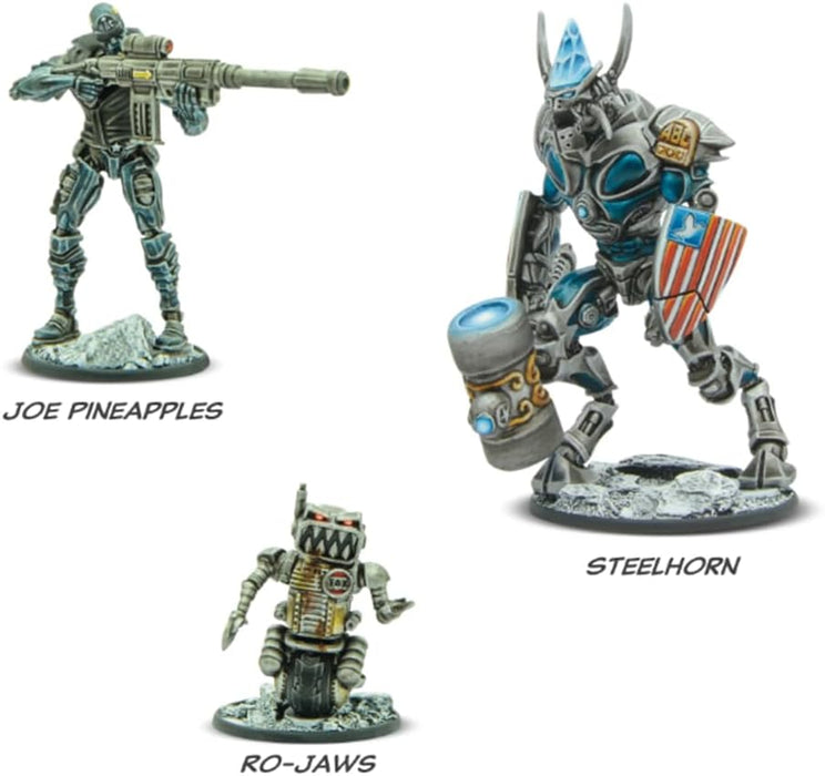 Warlord Games Joe Pineapples, Steelhorn & Ro-Jaws Miniatures for ABC Warriors Highly Detailed 2000AD Miniatures for Table-top Wargaming