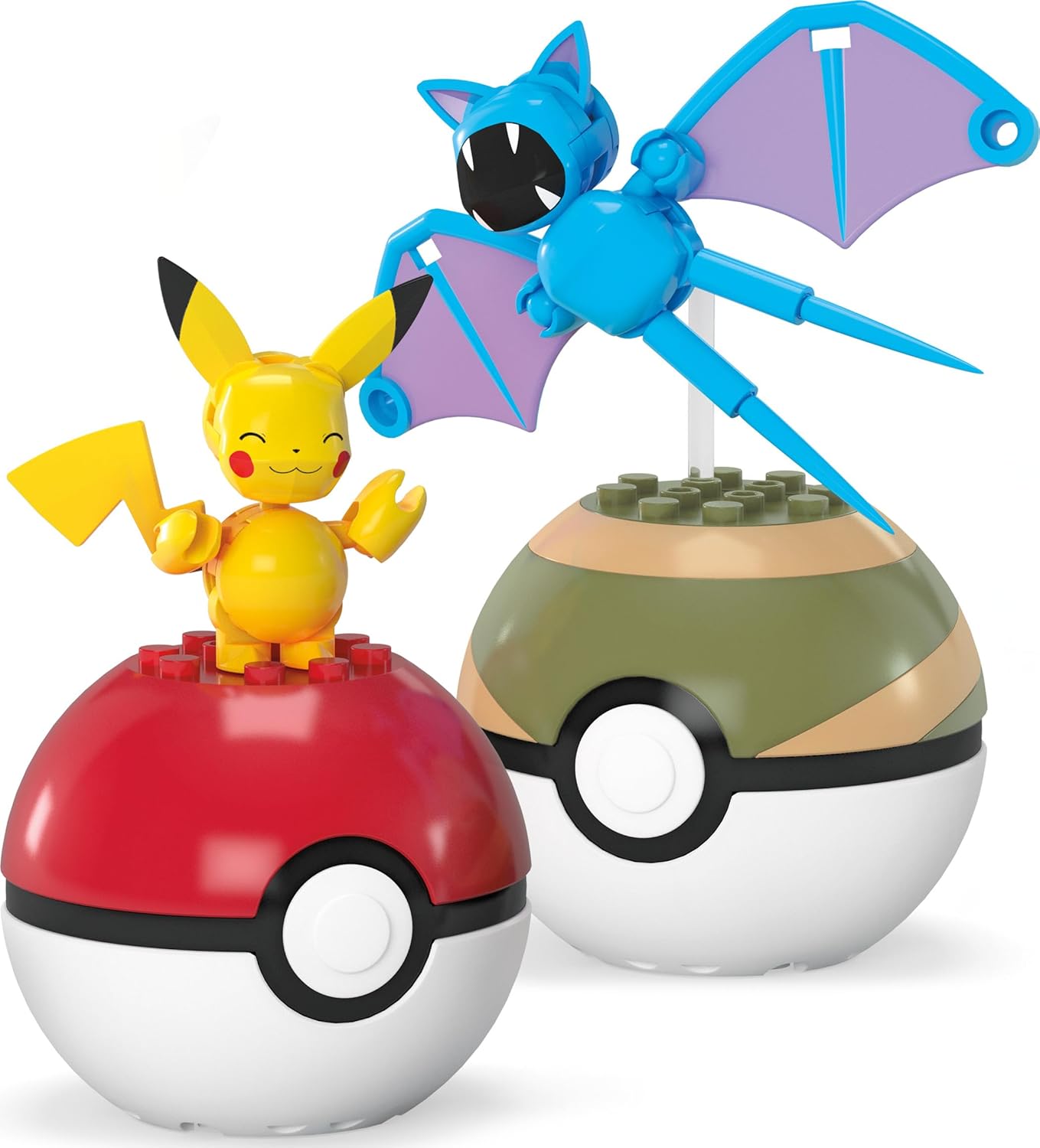MEGA Pokémon Action Figure Building Toys Set, Buildable and Poseable Pikachu & Zubat with 40 Pieces and Poké Balls, for Kids, HXP12