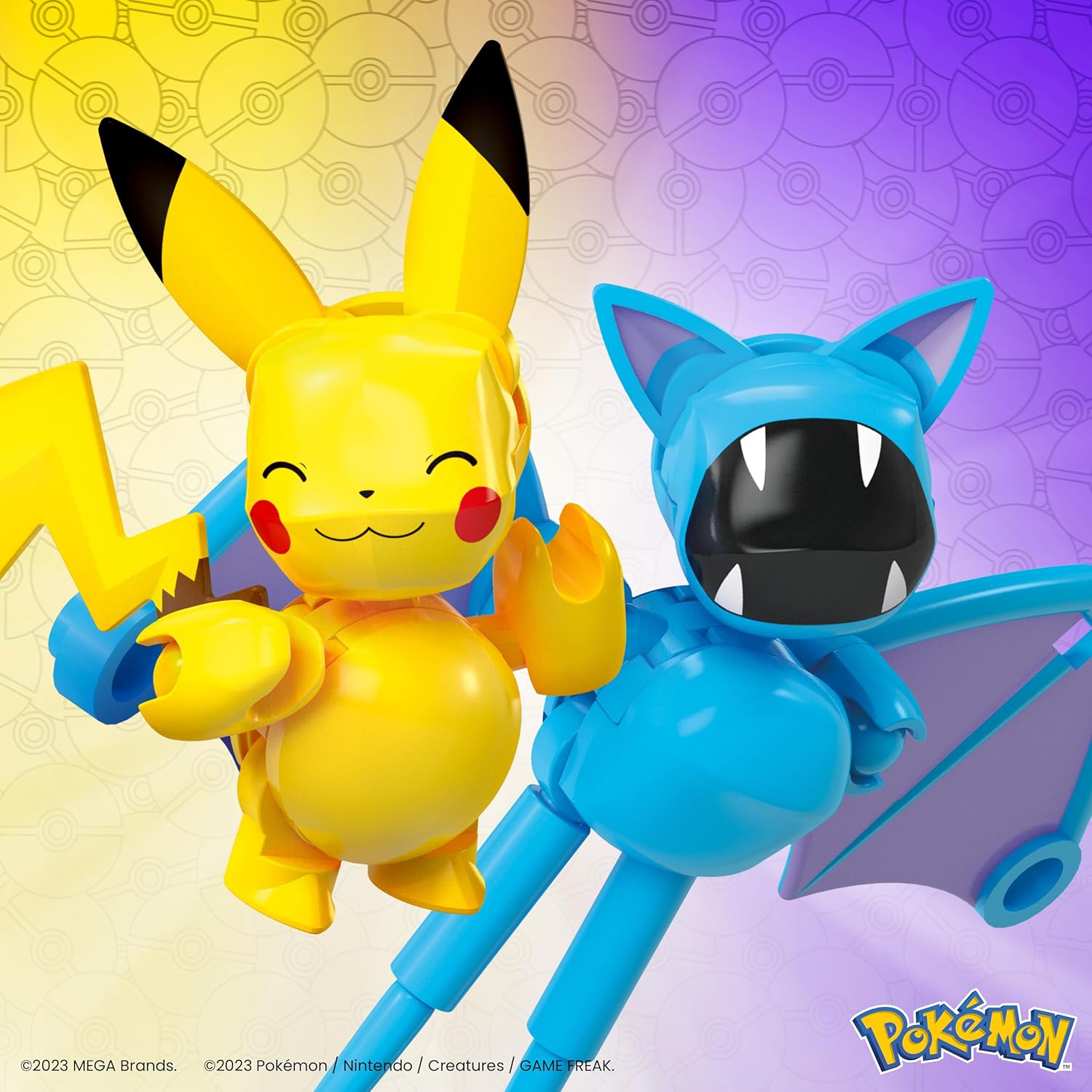 MEGA Pokémon Action Figure Building Toys Set, Buildable and Poseable Pikachu & Zubat with 40 Pieces and Poké Balls, for Kids, HXP12