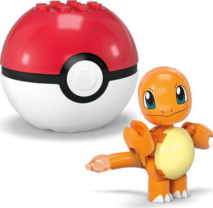 MEGA Pokémon Building Toys Set Pichu & Charmander with 40 Pieces, 2 Poseable Characters and Poké Ball, 2 Inches Tall, for Kids, HXP13 Orange & Beige - Pichu & Charmander
