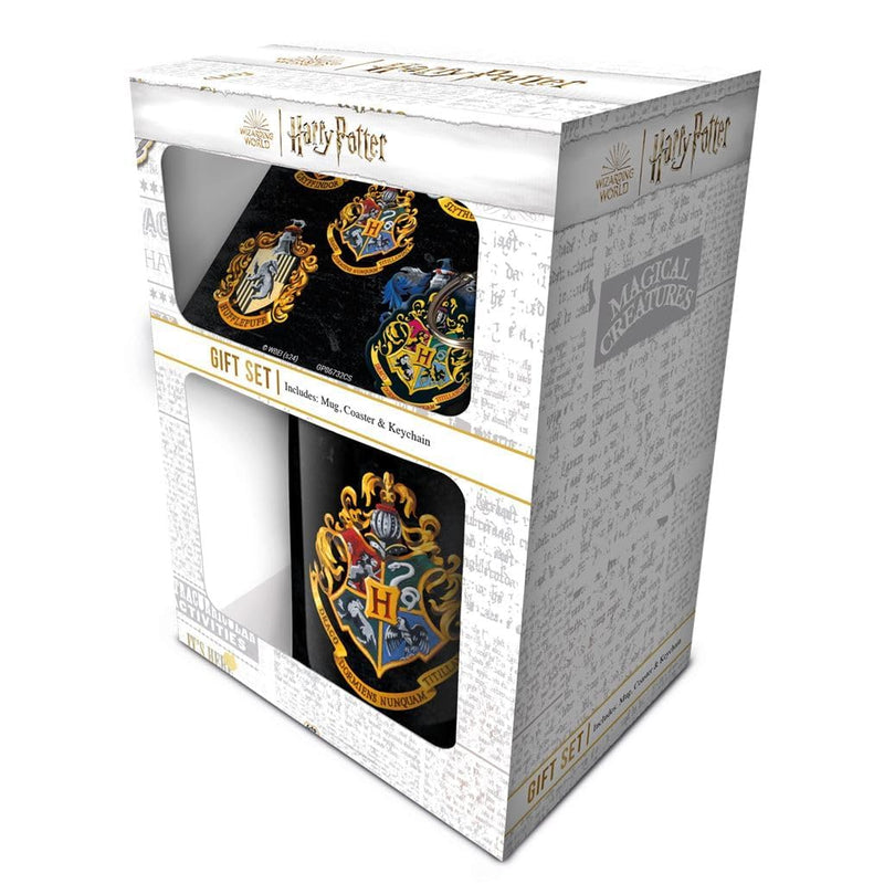 Pyramid International Harry Potter 'Colourful Crest' Gift Set - Includes 11oz/312ml Mug, Coaster & Keychain - Ideal for Wizarding World Fans - One Size