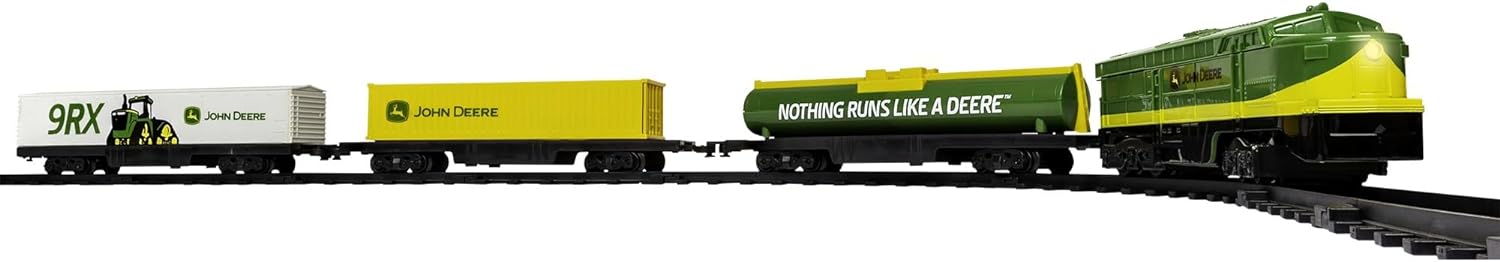 Lionel John Deere Miniature Ready-to-Play Set, Battery-Powered Model Train, Multicolor