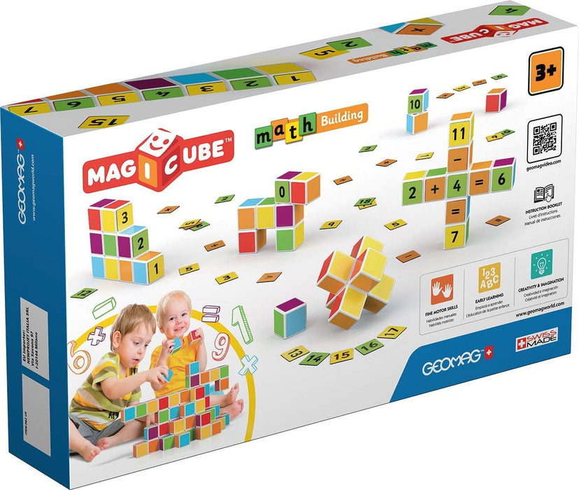Geomag - Magicube Maths Building - 10 Cubes + 45 Clips - Magnetic Building Set with Magnetic Cubes 10 Cubes + 45 Clips Maths Building
