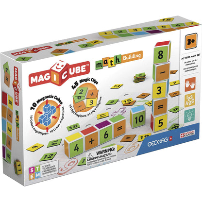 Geomag - Magicube Maths Building - 10 Cubes + 45 Clips - Magnetic Building Set with Magnetic Cubes 10 Cubes + 45 Clips Maths Building