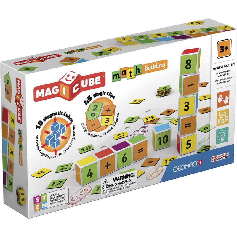 Geomag - Magicube Maths Building - 10 Cubes + 45 Clips - Magnetic Building Set with Magnetic Cubes 10 Cubes + 45 Clips Maths Building
